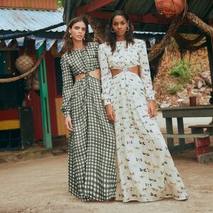 Agua by Agua Bendita Twisted front Parana Maxi Dress in gingham